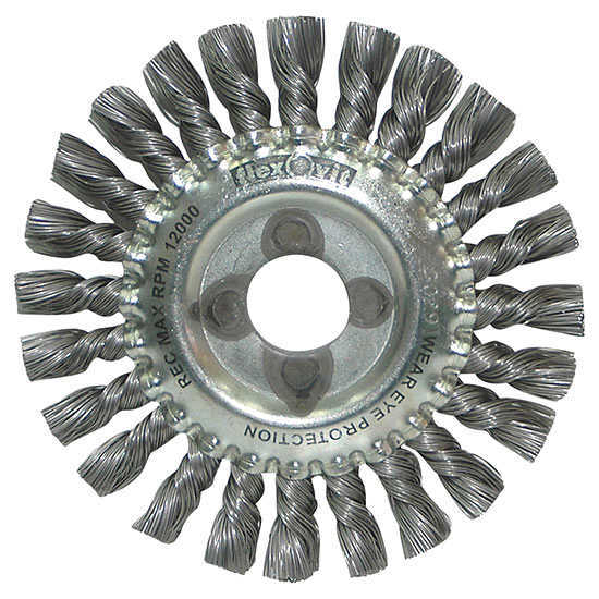 FLEXOVIT 125 x 1R x 22mm 0.46 24K FLEXOVIT WIRE WHEEL BRUSHES TWIST KNOT - STEEL