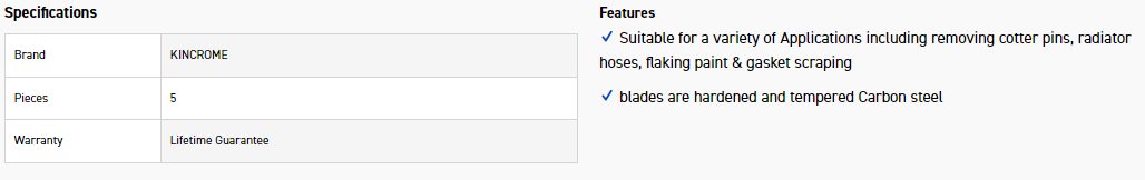 KINCROME 06059 SCRAPER & REMOVER SET 5PCE - Image 3