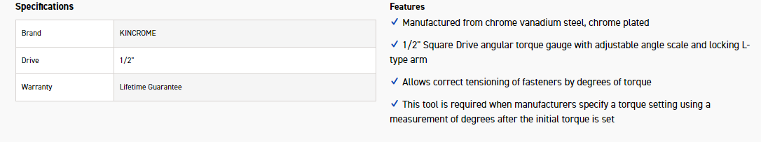 KINCROME 08085 ANGULAR TORQUE GAUGE 1/2in - Image 3