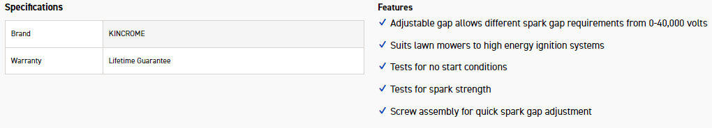 KINCROME 08086 ADJUST IGNITION SPARK TESTE - Image 3