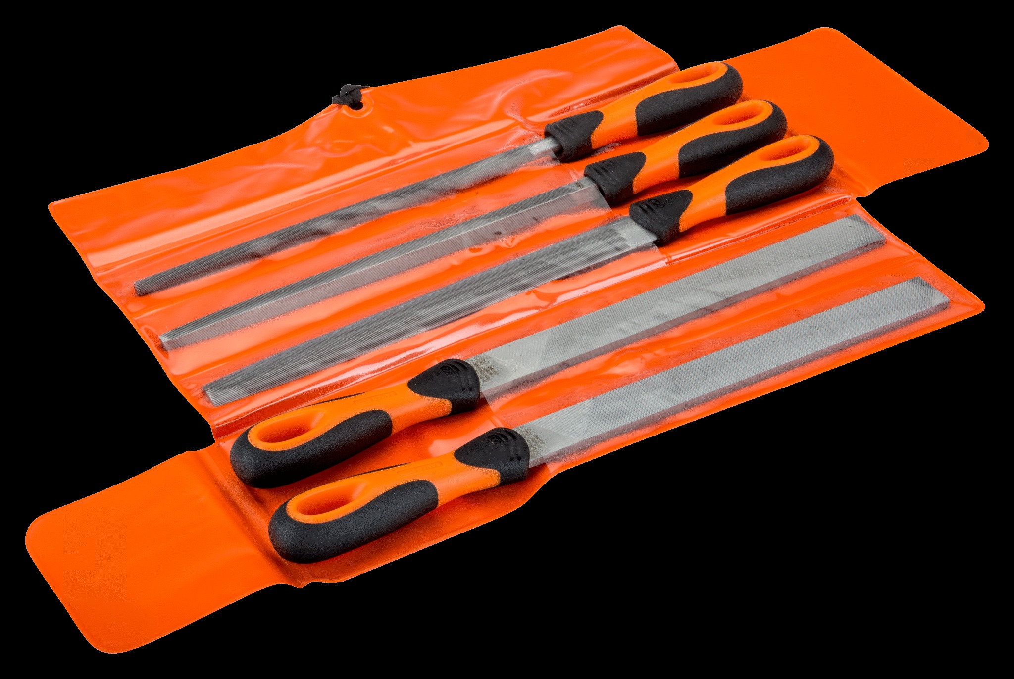 Bahco File set, 5 pce, 10", hand (1 x 2nd cut), hand, half round, square, round file - bastard cut, plastic wallet