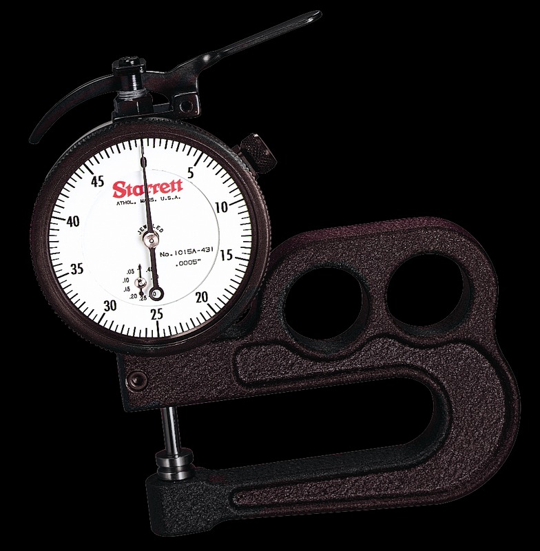 Starrett Dial Thickness Gage 1/2in .0005in Grad 0-50 Dial 1015A Series Portable Dial Thickness Gage