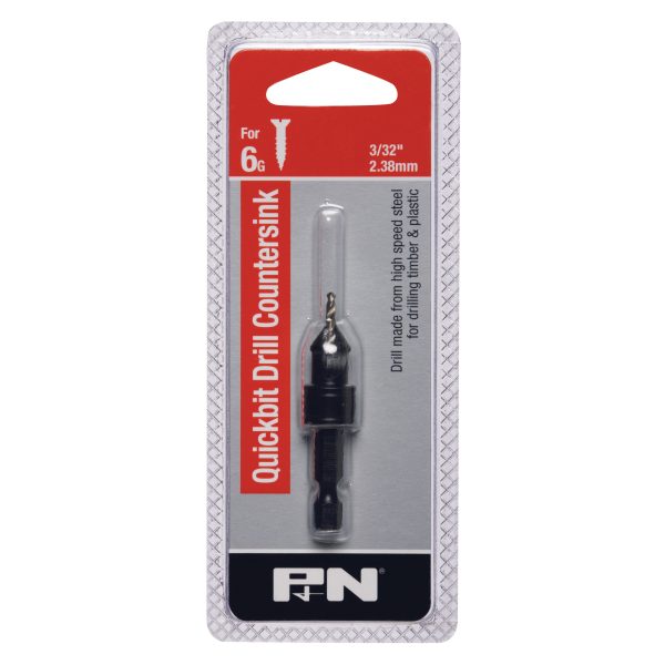 DRILL HSS & COUNTERSINK QUICKBIT HEX SHANK 3/32 6G P&N