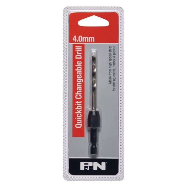 DRILL HSS QUICKBIT HEX SHANK Q/CHANGE 4.0MM P&N