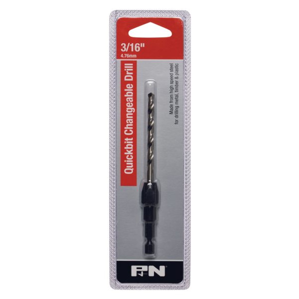 DRILL HSS QUICKBIT HEX SHANK Q/CHANGE 3/16IN P&N