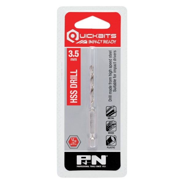 DRILL HSS IMPACT QUICKBIT HEX SHANK 3.50MM P&N