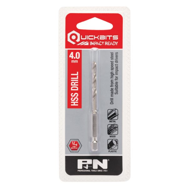 DRILL HSS IMPACT QUICKBIT HEX SHANK 4.00MM P&N