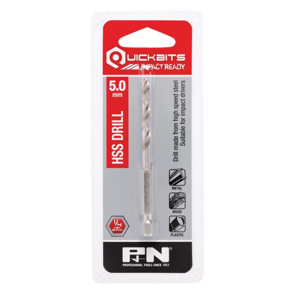DRILL HSS IMPACT QUICKBIT HEX SHANK 5.00MM P&N