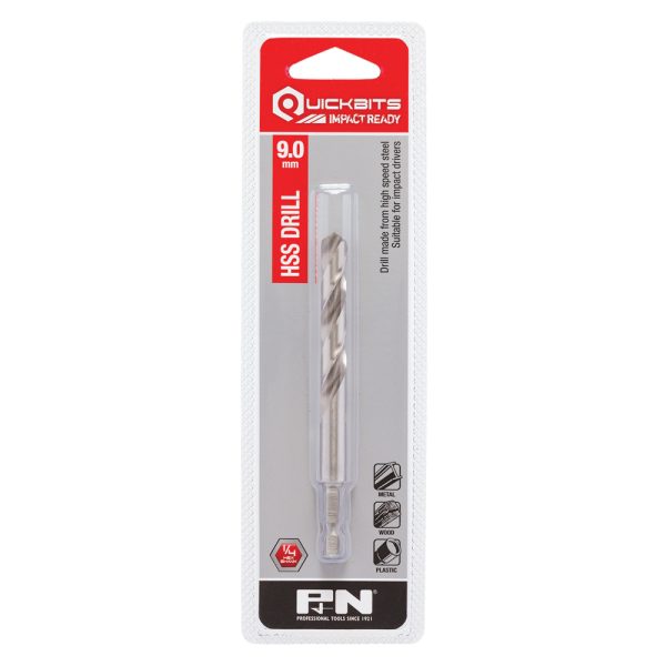 DRILL HSS IMPACT QUICKBIT HEX SHANK 9.00MM P&N