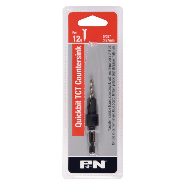 DRILL TCT & COUNTERSINK TCT QUICKBIT HEX SHANK 1/8 8G P&N