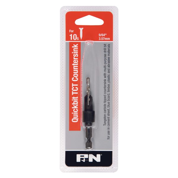 DRILL TCT & COUNTERSINK TCT QUICKBIT HEX SHANK 9/64 10G P&N