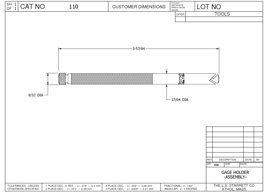 Starrett - Gage Holder only (for Nos. 167/423 Steel Rules) - Image 4