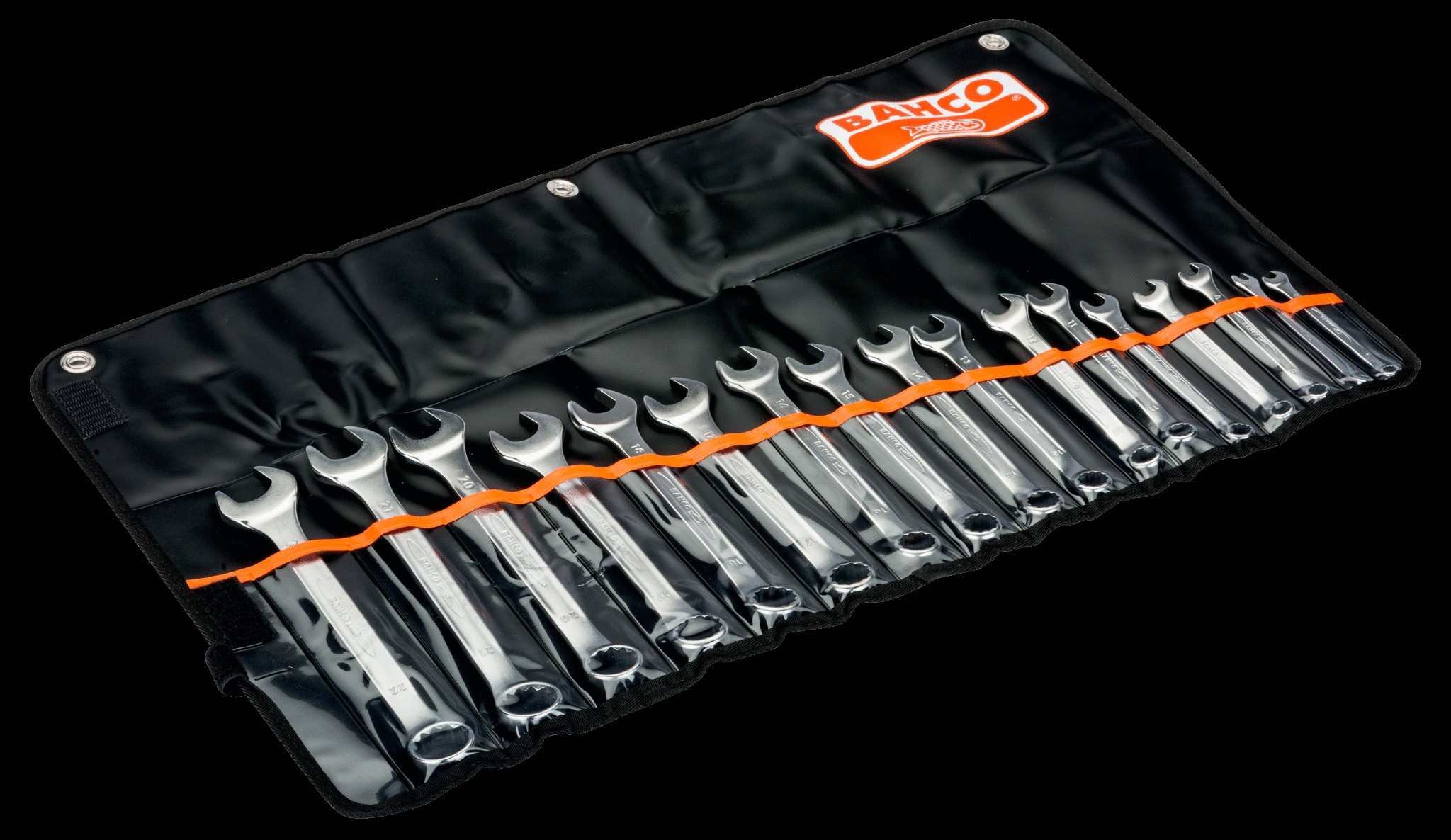 Bahco Spanner Set, Combination Ring & Open End, Metric, 17 Pcs - 6, 7, 8, 9, 10, 11, 12, 13, 14, 15, 16, 17, 18, 19, 20, 21, 22mm