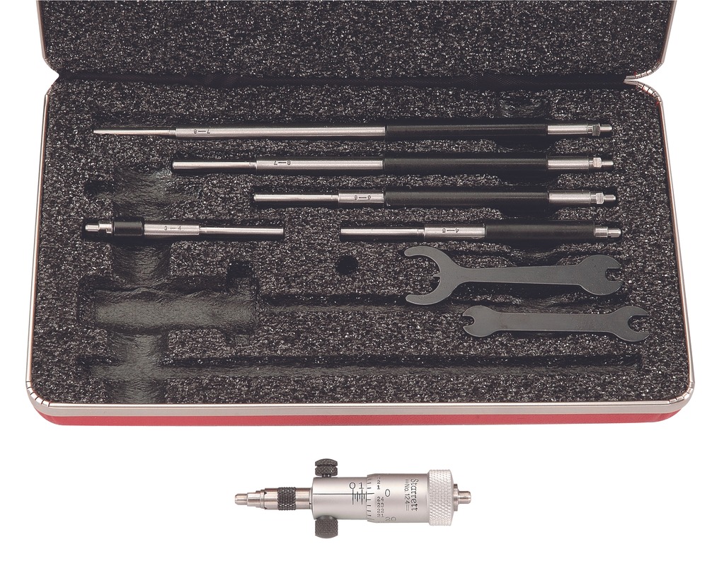 Starrett - Inside Micrometer 2-8in .001in Grad 6 Rods Case