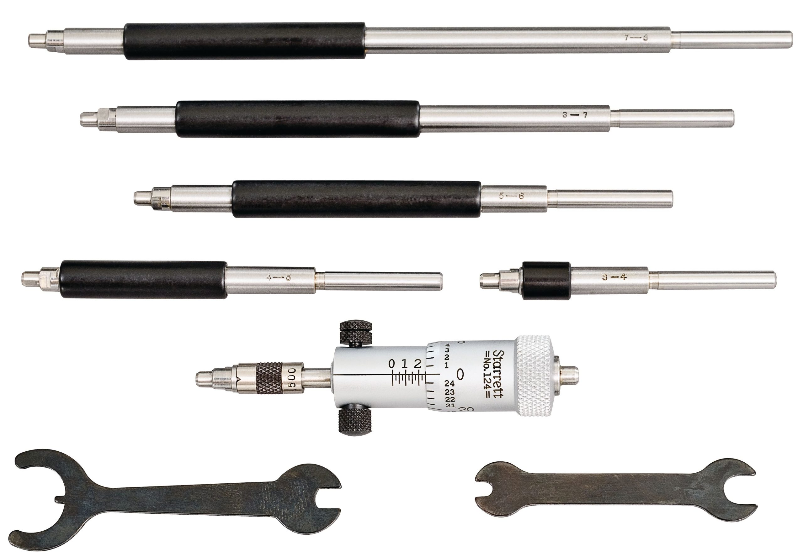 Starrett - Inside Micrometer 2-8in .001in Grad 6 Rods Case - Image 4