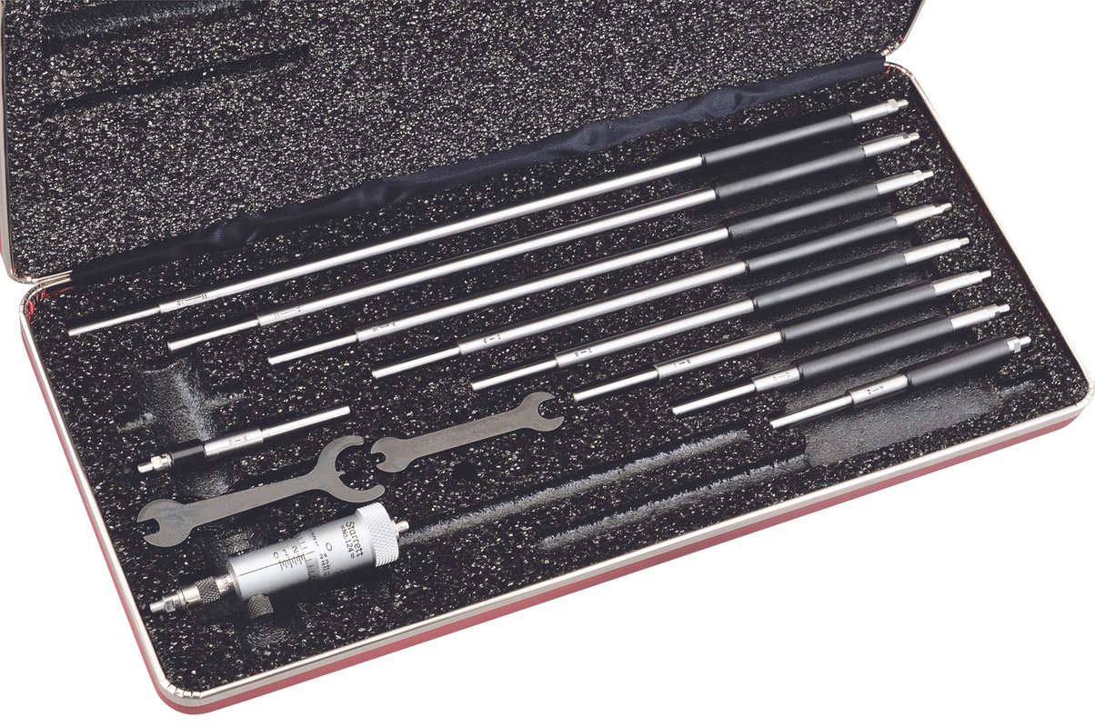 Starrett - Inside Micrometer 2-12in .001in Grad 10 Rods Case