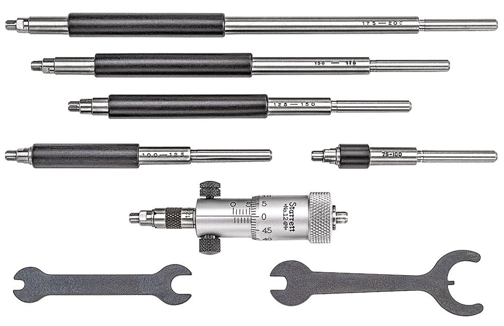 Starrett - Inside Micrometer 50-200mm 0.01mm Grad 6 Rods Case - Image 2