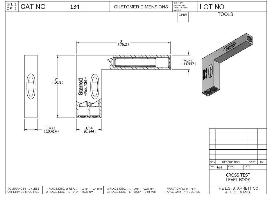 Starrett - Cross Test Level and Plumb 2 x 3in (50 x 75mm) - Image 2