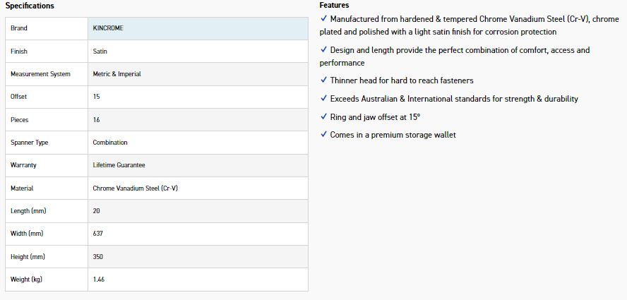 KINCROME 1352416 16P COMBO SPAN SET MET/IMP - Image 4
