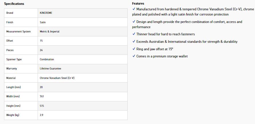 KINCROME 1352424 24P COMBO SPAN SET MET/IMP - Image 4