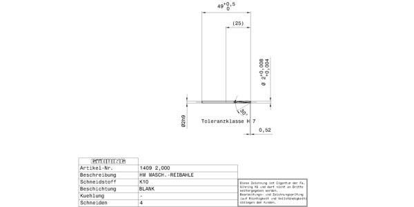 Guhring Machine Chucking Reamers Carbide H7 - Image 2