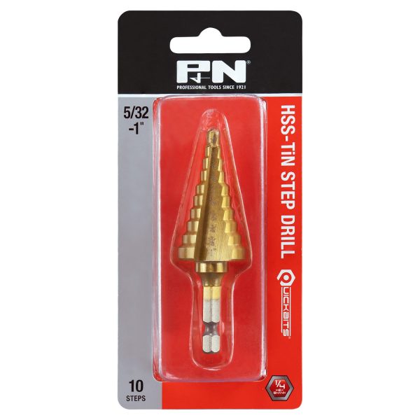 DRILL STEP 5/32-1 10-STEP HSS TiN QUICKBITS P&N