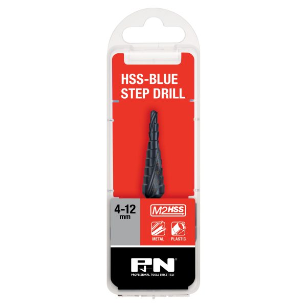 DRILL STEP 4-12MM 9-STEP M2 HSS BLUE SPIRAL FLUTE P&N