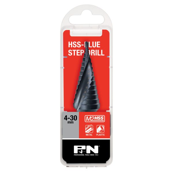 DRILL STEP 4-30MM 14-STEP M2 HSS BLUE SPIRAL FLUTE P&N