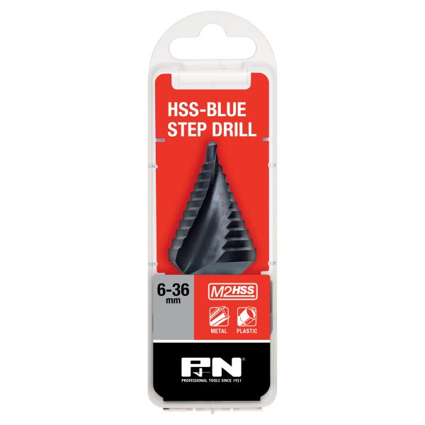 DRILL STEP 6-36MM 11-STEP M2 HSS BLUE SPIRAL FLUTE P&N