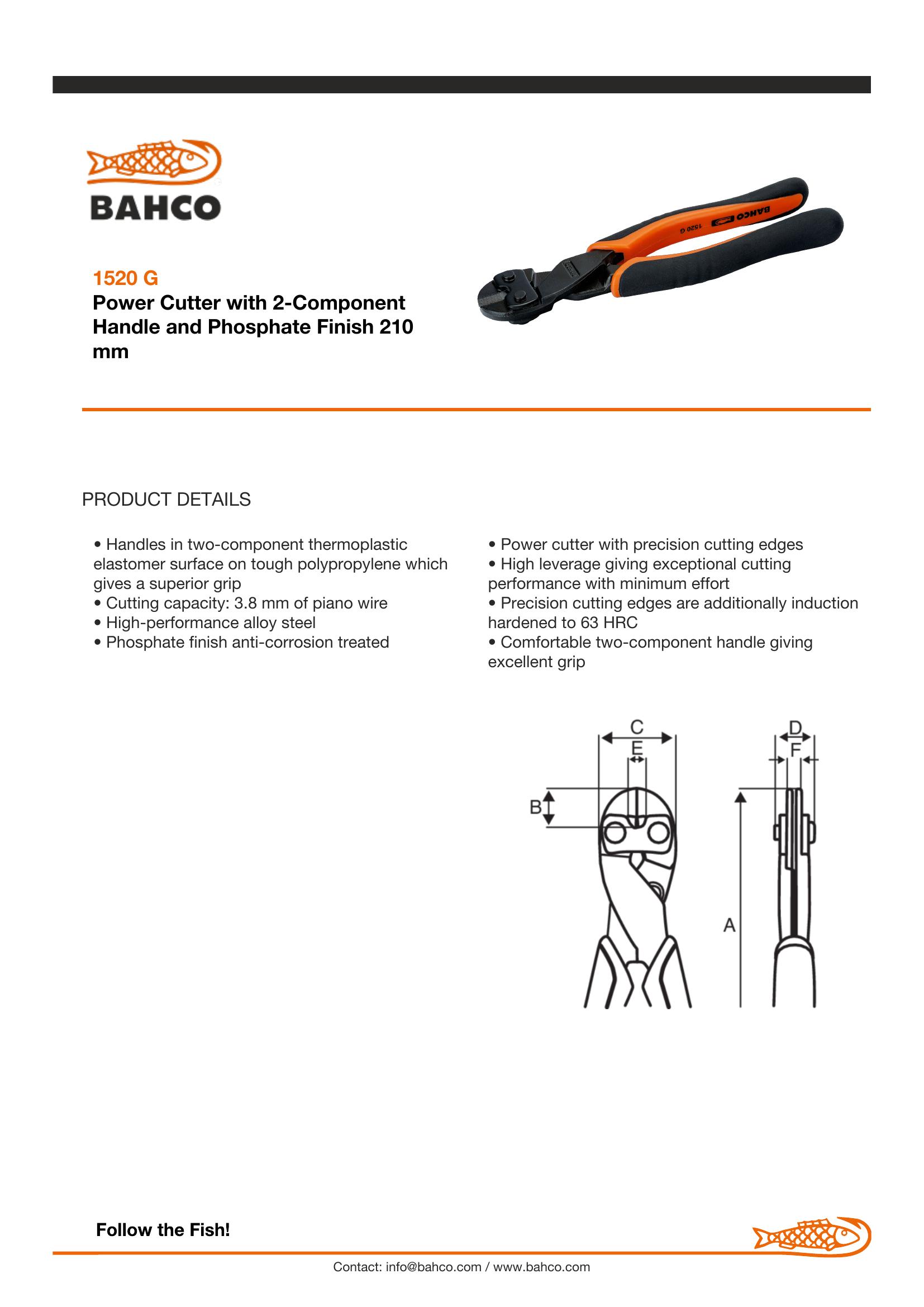 Bahco Cutter, power bolt for bolts, screws, nails, rivets, etc up to 6mm and piano wire up to 3.8mm. - Image 6