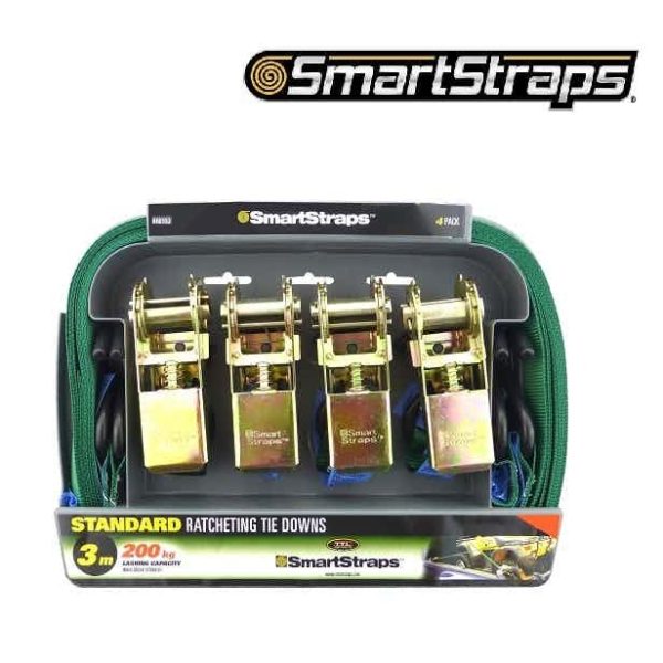 SmartStraps RATCHET TIE DOWN 3M 4PK GREEN