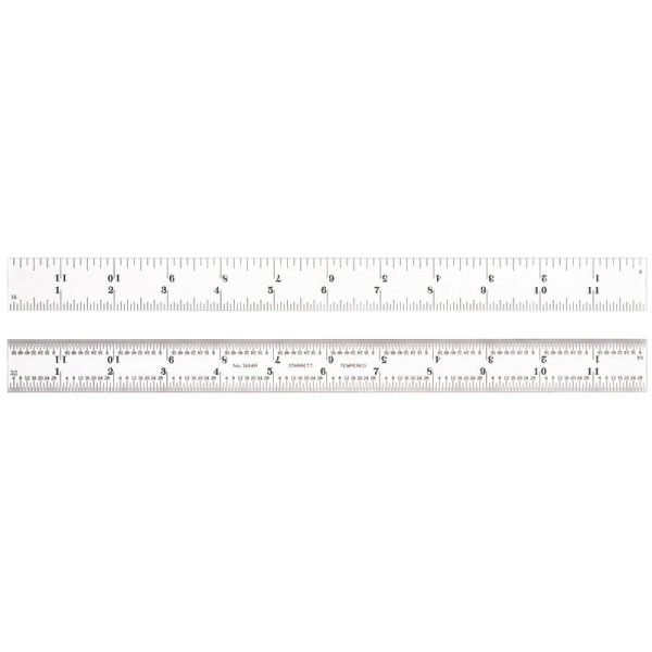 Starrett 12in Rule 4R Grad Stainless Steel 1604R-12 Spring Tempered Stainless Steel Rule With Inch Graduations
