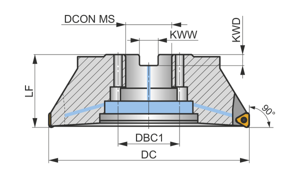 PRAMET 160C10R-S90TN16-C Milling cutters with clamping by screw - Image 2
