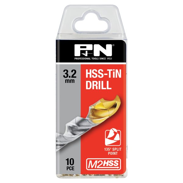 DRILL JOBBER HSS-TiN TIP 3.20 DIN338 10PK P&N