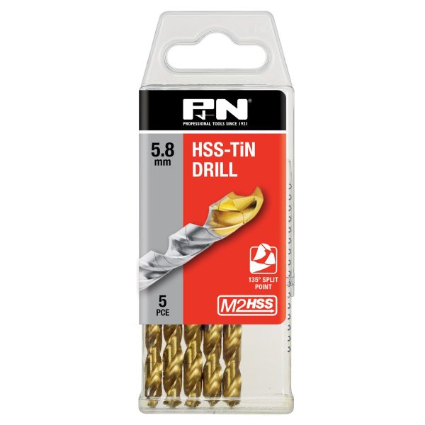 DRILL JOBBER HSS-TiN TIP 5.80 DIN338 5PK P&N