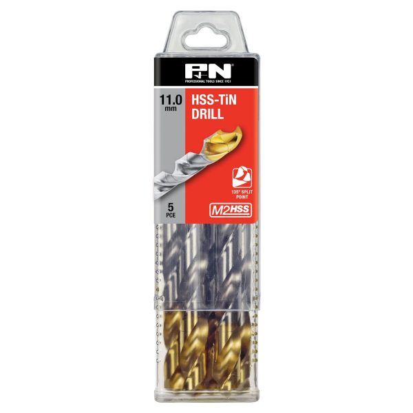 DRILL JOBBER HSS-TiN TIP 11.00 DIN338 5PK P&N