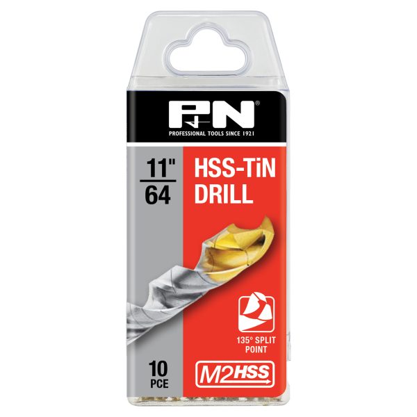 DRILL JOBBER HSS-TiN TIP 11/64 DIN338 10PK P&N