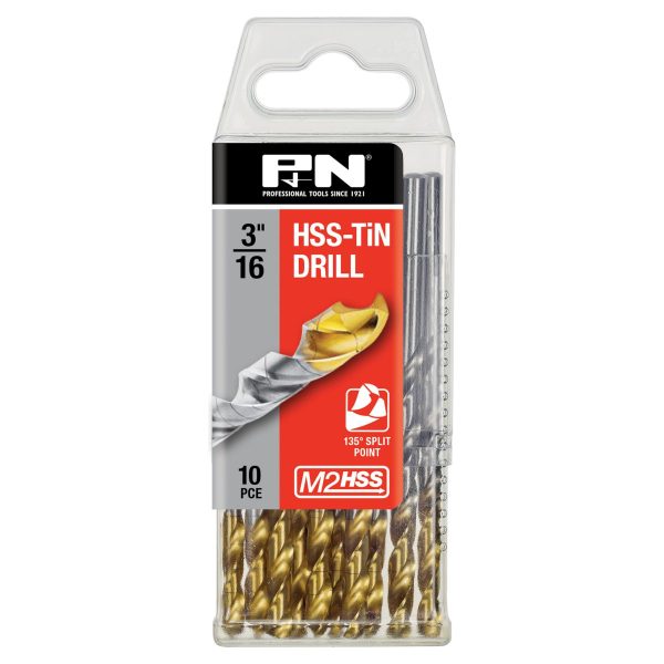 DRILL JOBBER HSS-TiN TIP 3/16 DIN338 10PK P&N