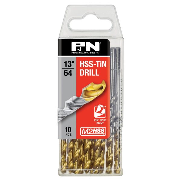 DRILL JOBBER HSS-TiN TIP 13/64 DIN338 10PK P&N