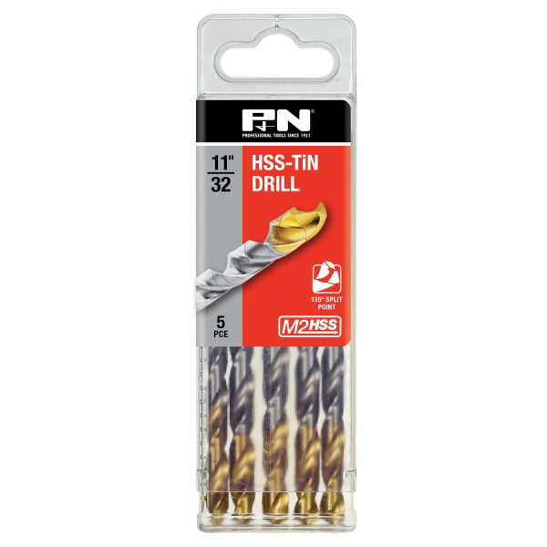 DRILL JOBBER HSS-TiN TIP 11/32 DIN338 5PK P&N