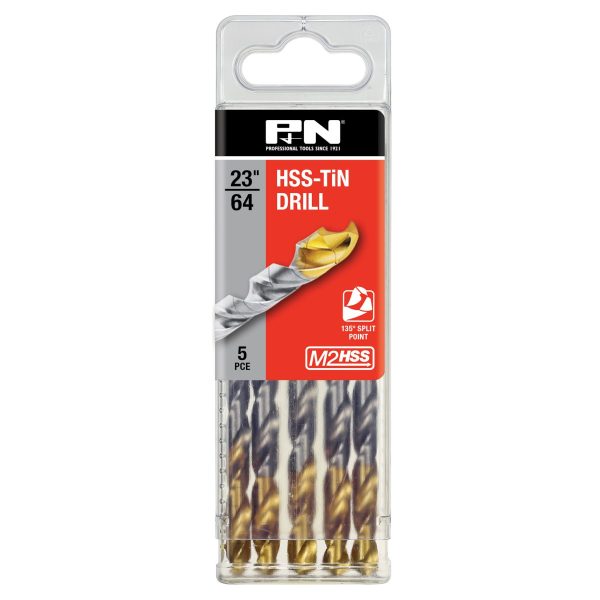DRILL JOBBER HSS-TiN TIP 23/64 DIN338 5PK P&N