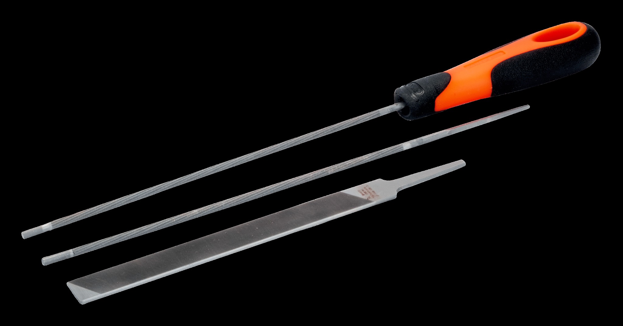 Bahco Chainsaw files, 8", combination pack, 2 x round 5/32" files, 1 x flat 6" file, no handle