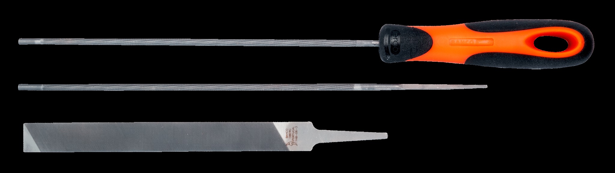 Bahco Chainsaw files, 8", combination pack, 2 x round 5/32" files, 1 x flat 6" file, no handle - Image 2