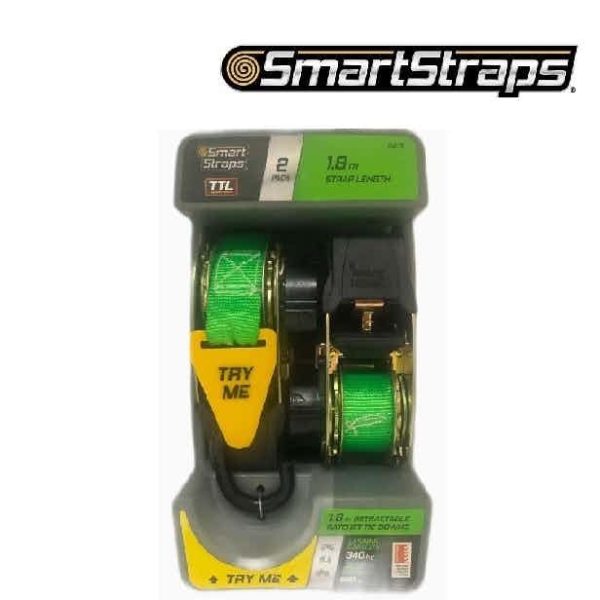 SmartStraps RETRACT TIE DOWN 1.8M 2PK GREEN