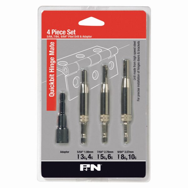 DRILL SET SELF CENTRE QUICKBIT HEX SHANK 4PC P&N