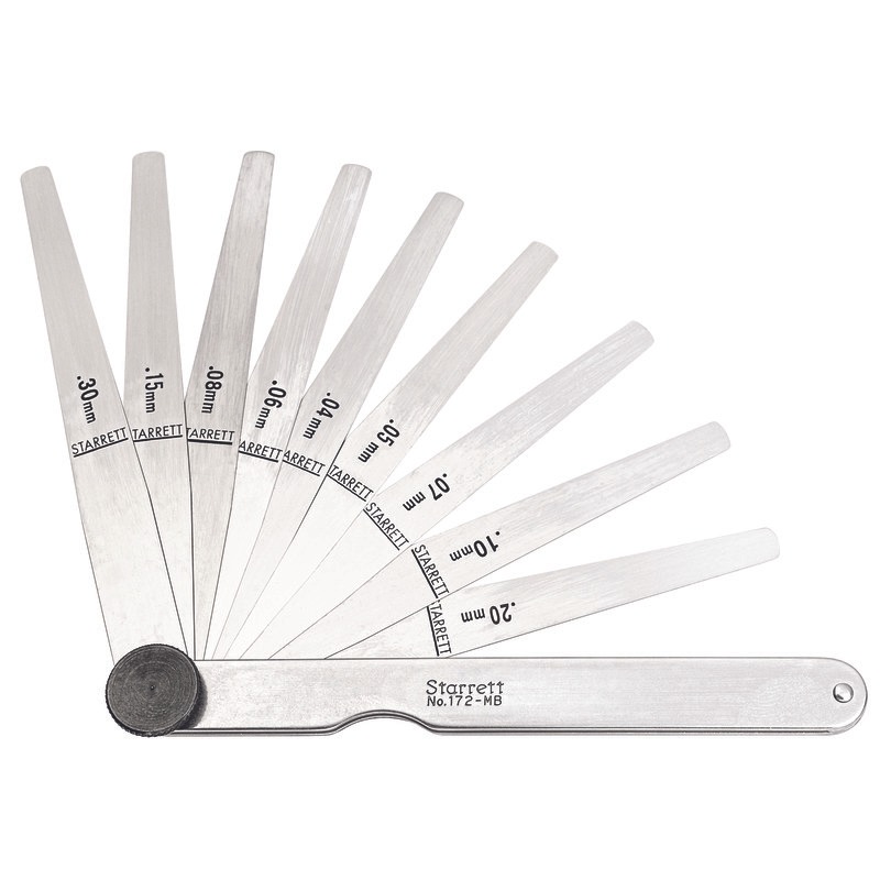 Starrett - Thickness Gage 9 Tapered Leaves 0.04-0.30mm Range