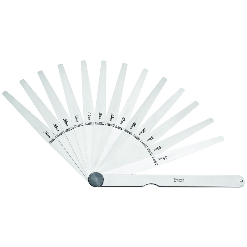 Starrett - Thickness Gage 13 Tapered Leaves 0.03-0.50mm Range