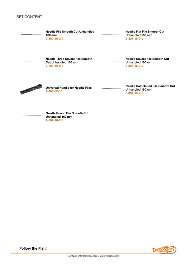 Bahco Needle file set, 6 pce in wallet, 6", 16cm, smooth cut, no handle - Image 5
