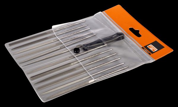 Bahco Needle file set, 12 pce in wallet, 5 /12", 14cm, smooth cut, no handle