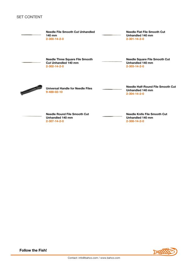 Bahco Needle file set, 12 pce in wallet, 5 /12", 14cm, smooth cut, no handle - Image 5